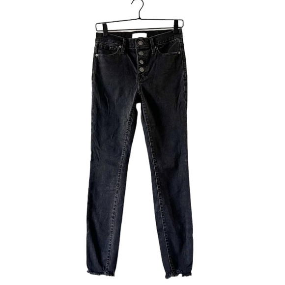 Madewell 9” Mid Rise Skinny Jean In Berkeley Black. Button-through edition. - Picture 7 of 11